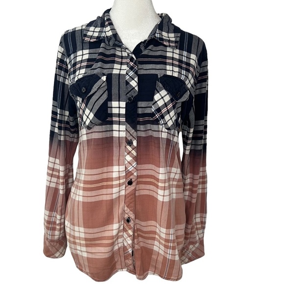 RAILS Ombré Dip Dye Plaid Button Down - Picture 1 of 7